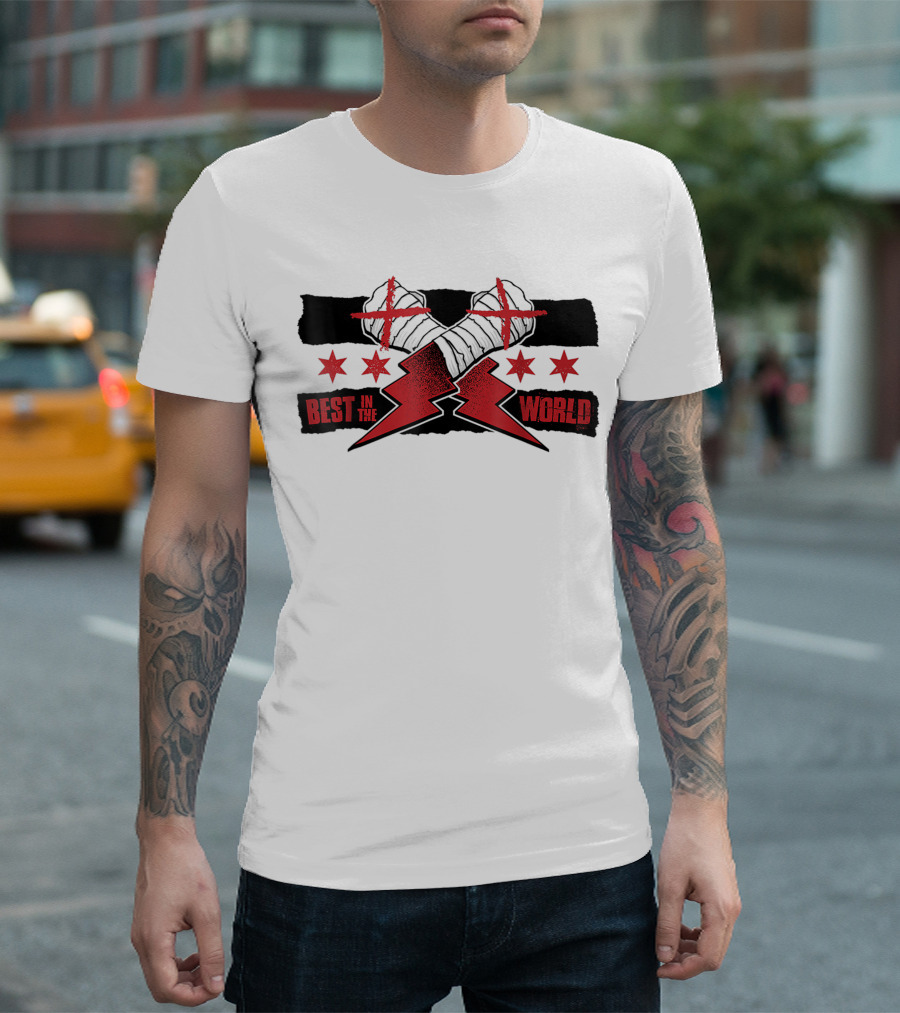 Best in the World CM Punk First AEW Gift Fists Stars Lightning Bolts T-Shirt