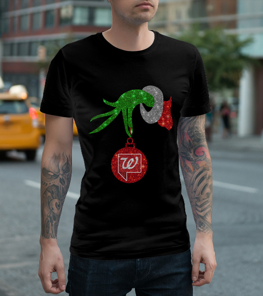 Glittery Green Hand with Walgreens Ornament Christmas Image T-Shirt