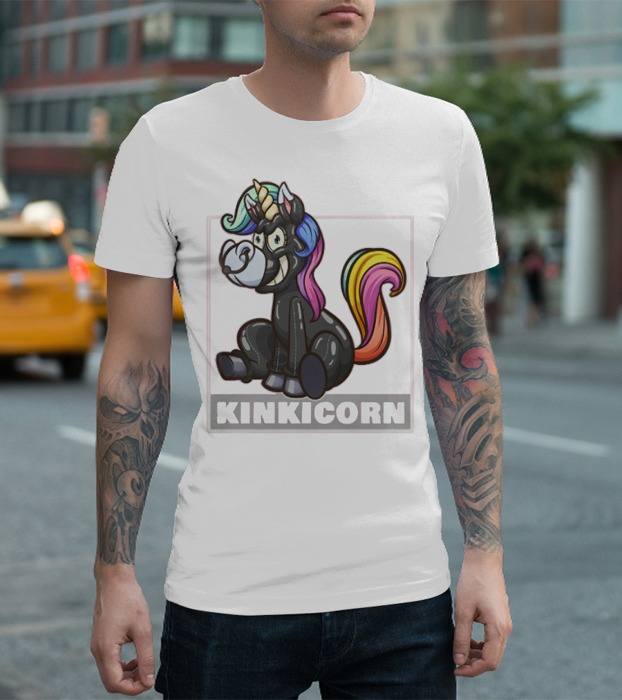 Kinkicorn Watts the Safeword Rainbow Unicorn Character T-Shirt