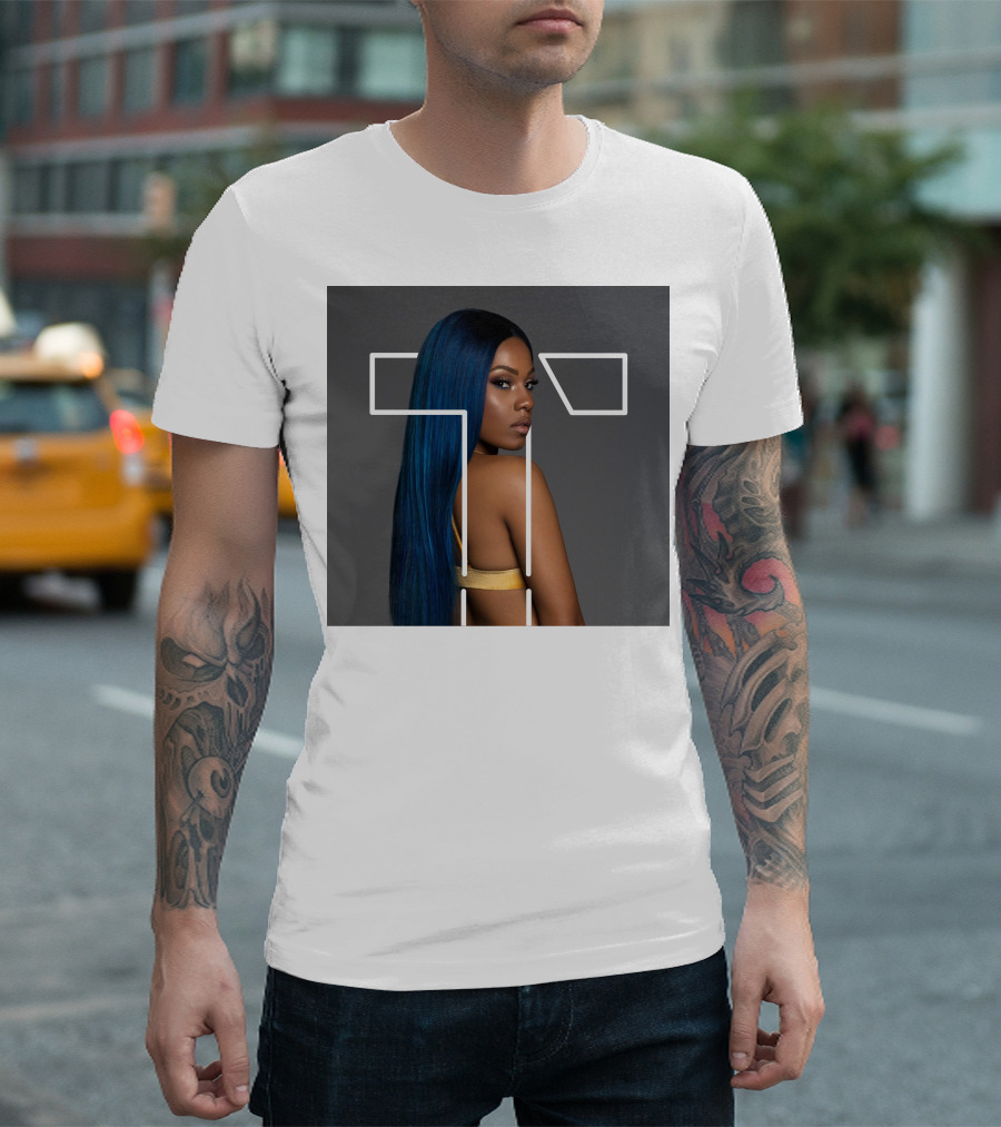 Terilisha T Silhouette Overlay With Blue Hair T-Shirt