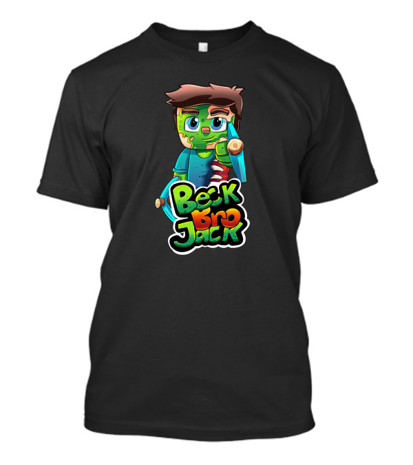 BeckBroJack Minecraft-Inspired Cartoon Character With Sword And Lush Green Accents T-Shirt