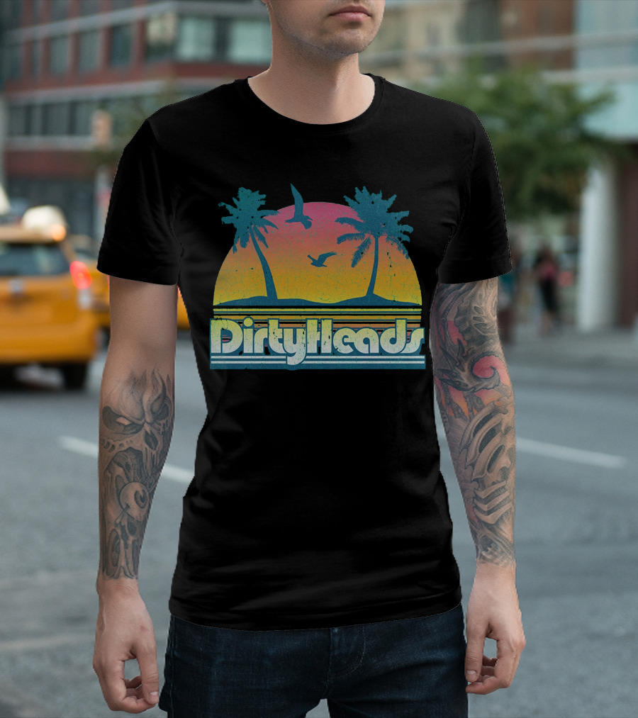 Dirty Heads Sunset Palm Trees and Birds T-Shirt
