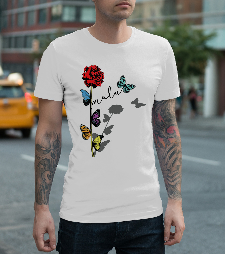 Malu Red Rose Butterflies T-Shirt