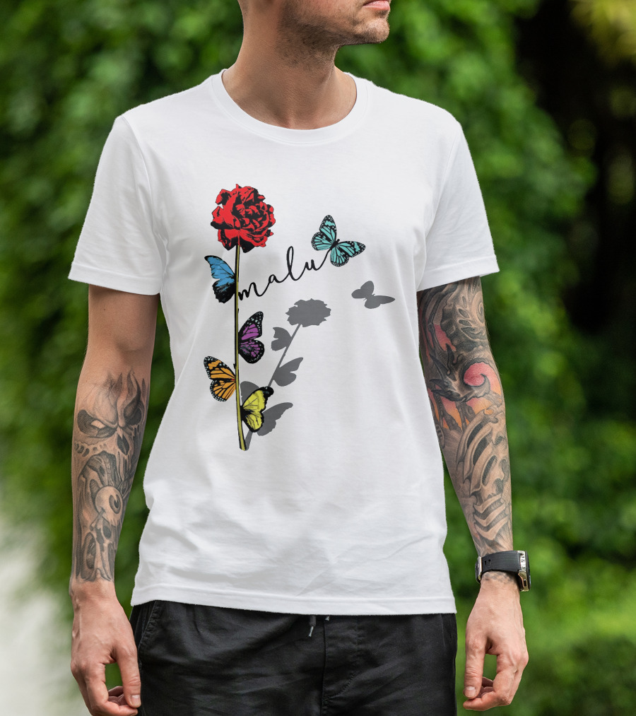 Malu Red Rose Butterflies T-Shirt