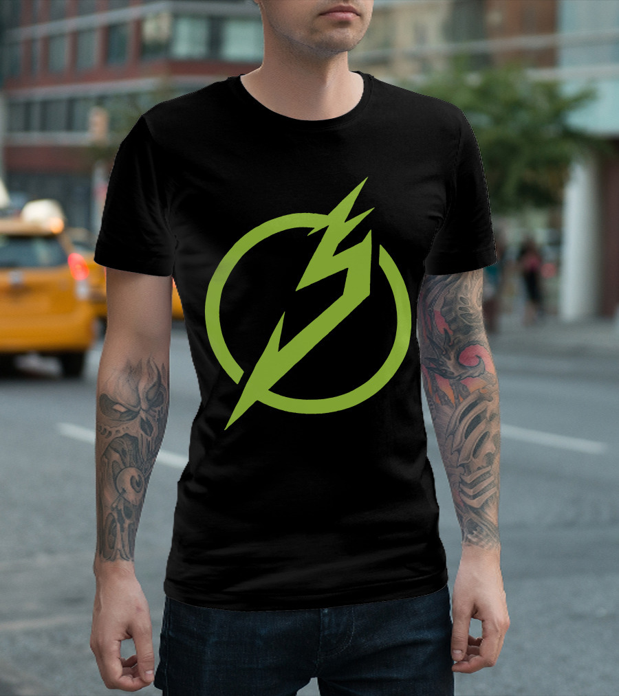 Snails Merch Electric Green Lightning Circle T-Shirt