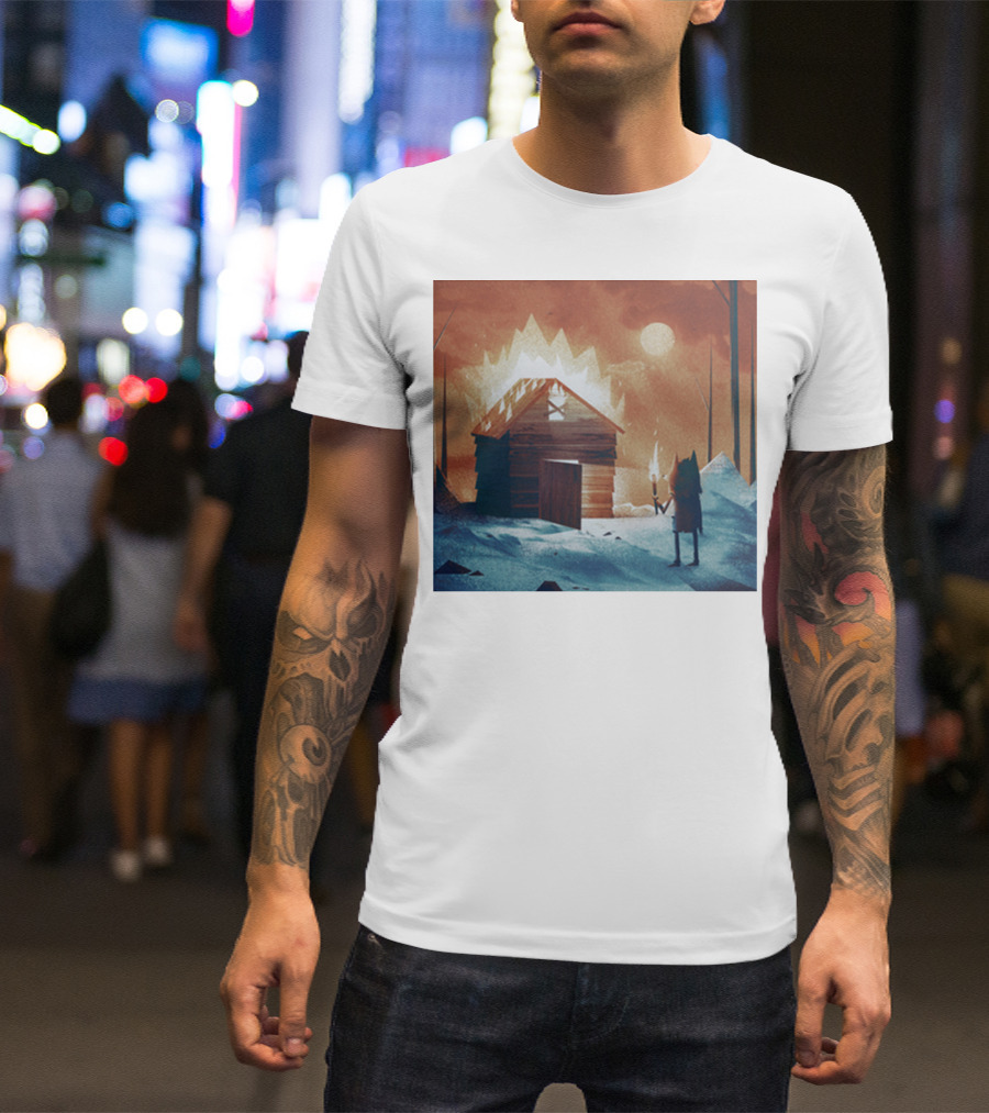 Galleons Merch Cabin Under Twilight With Frozen Forest And Firelight T-Shirt