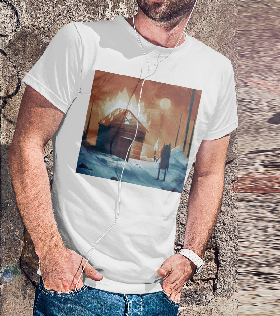 Galleons Merch Cabin Under Twilight With Frozen Forest And Firelight T-Shirt