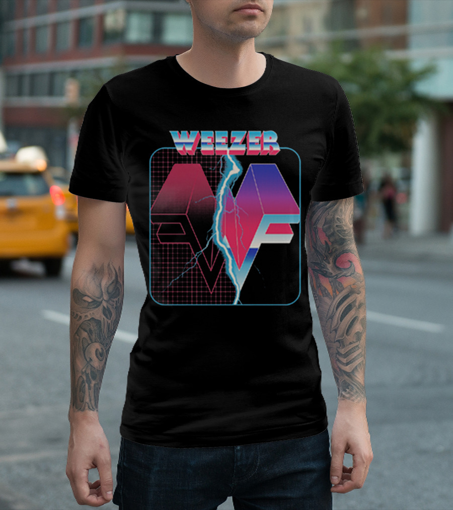 Weezer Retro 3D Lightning Logo Neon T-Shirt