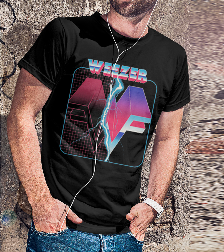 Weezer Retro 3D Lightning Logo Neon T-Shirt