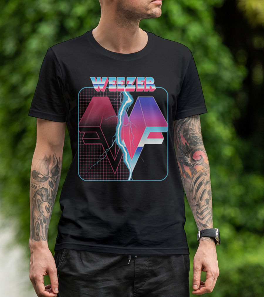 Weezer Retro 3D Lightning Logo Neon T-Shirt