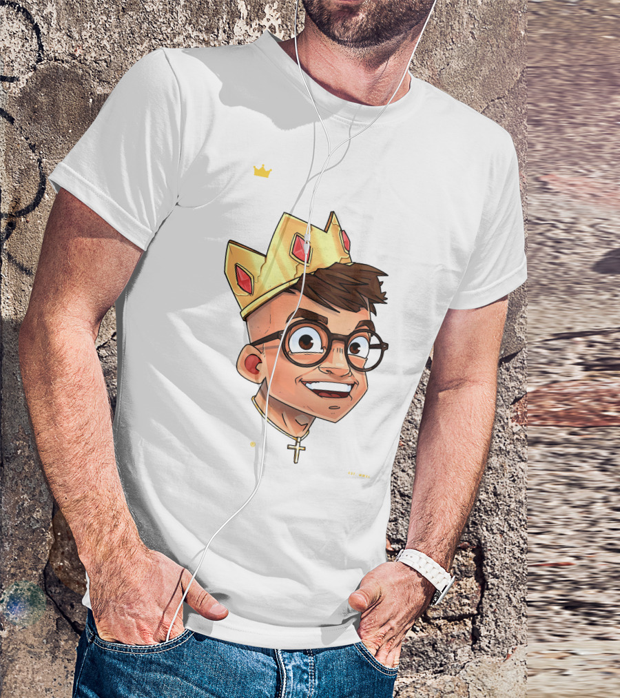 Joe Woe Thirt Crowned Cartoon With Glasses And Cross Necklace T-Shirt
