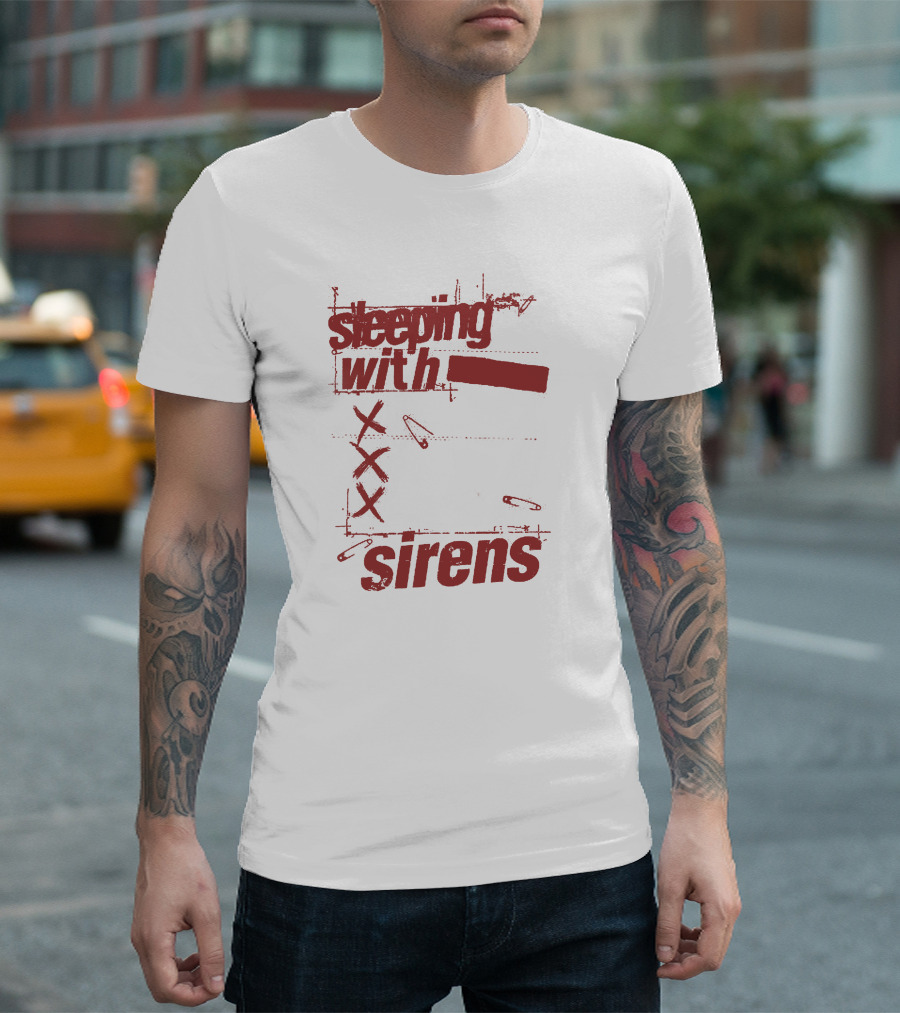 sleeping with sirens merch xxx safety pins edgy collage T-Shirt