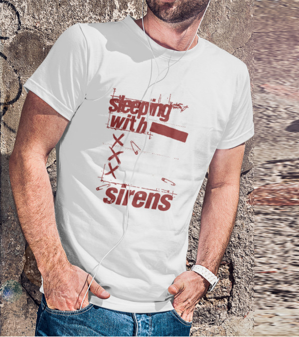 Sleeping With Sirens Merch Xxx Safety Pins Edgy Collage T-Shirt