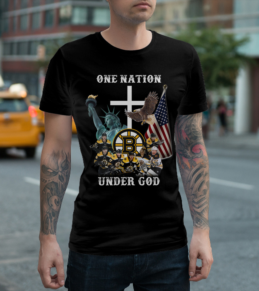 One Nation Under God Boston Hockey Spirit T-Shirt