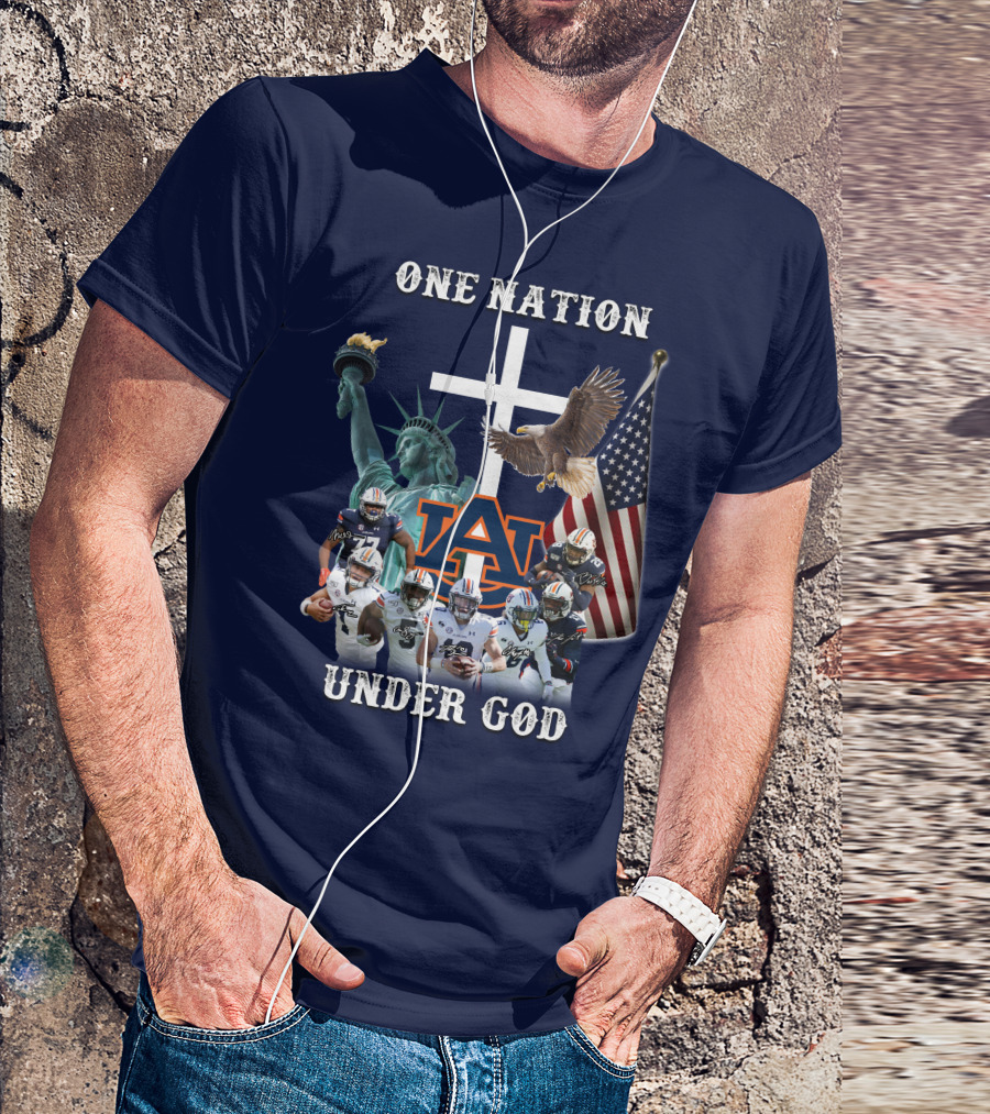 One Nation Under God AU Team With Liberty Cross And Flag T-Shirt