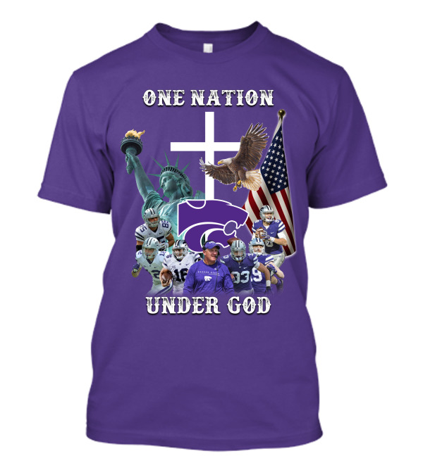 KSW Nation One Nation Under God Statue Of Liberty Cross American Flag Eagle Football T-Shirt