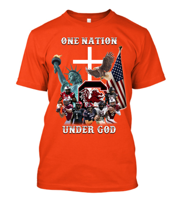 One Nation Under God South Carolina Gamecocks Football Liberty American Flag Eagle T-Shirt