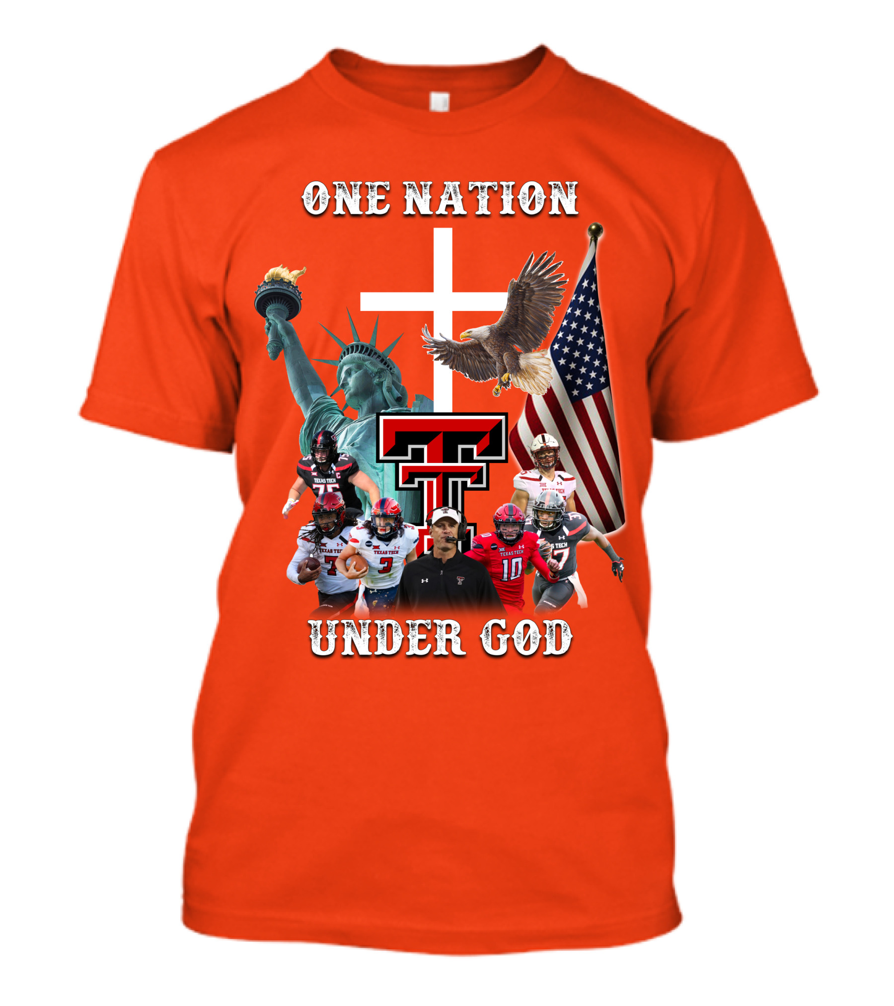 One Nation Under God TTRR Coach Football Statue Liberty Flag Eagle T-Shirt