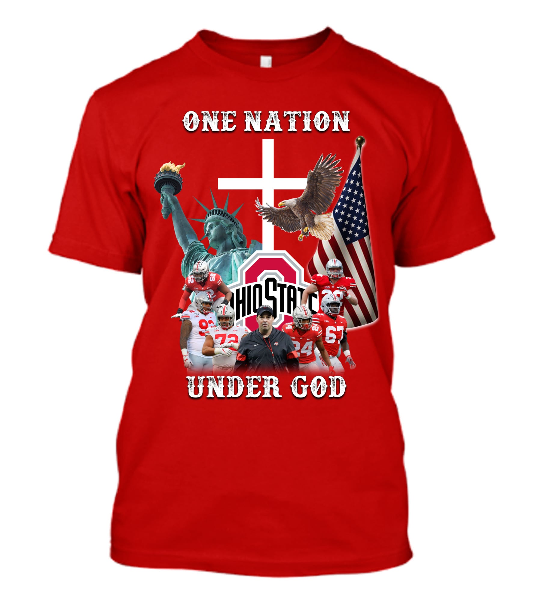 Ohio State Buckeyes One Nation Under God Coach And Players With American Symbols T-Shirt