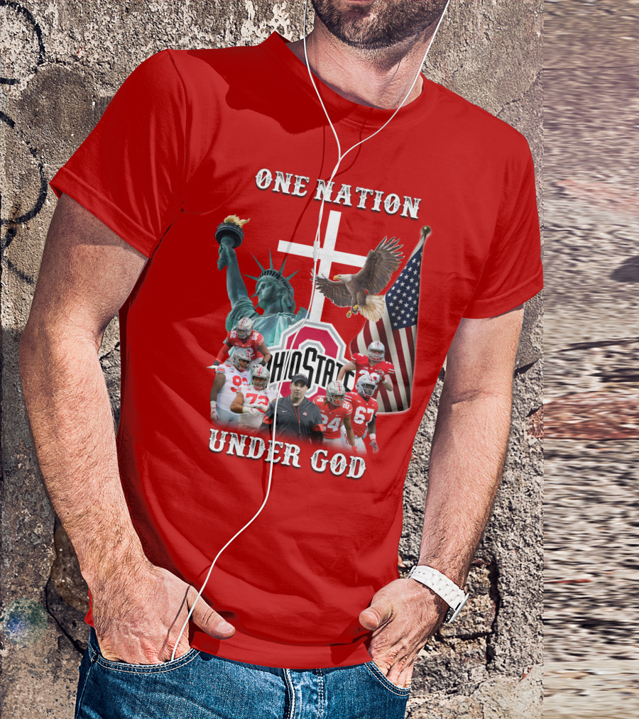 Ohio State Buckeyes One Nation Under God Coach And Players With American Symbols T-Shirt