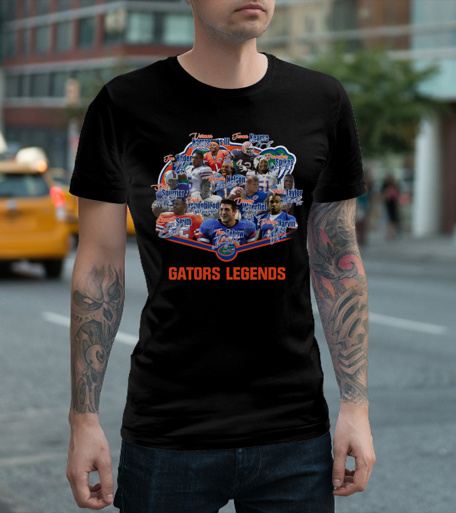 Florida Gators Legends Tim Tebow Emmitt Smith Jevon Kearse Percy Harvin Danny Wuerffel T-Shirt