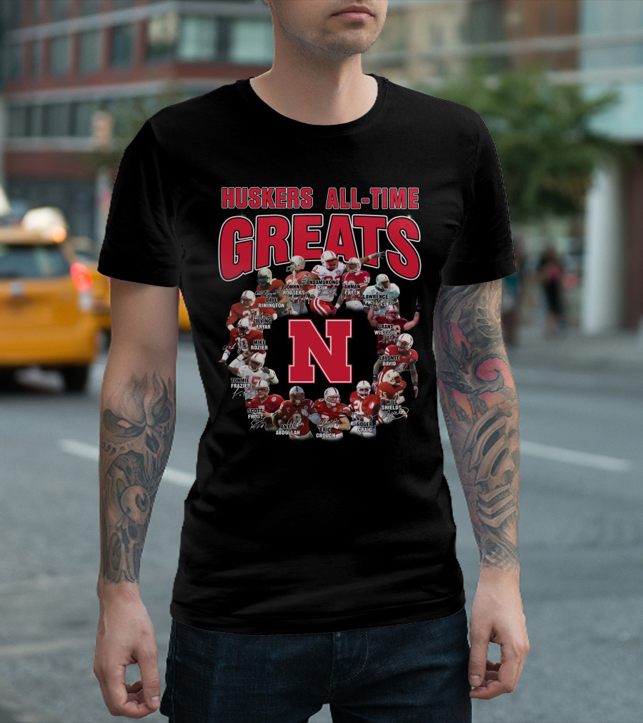 Huskers All-Time Greats Suh Frazier Green Crouch Abdullah Shields Rimington Rozier Wistrom Brothers Fryar Gill David Taylor Dixon T-Shirt