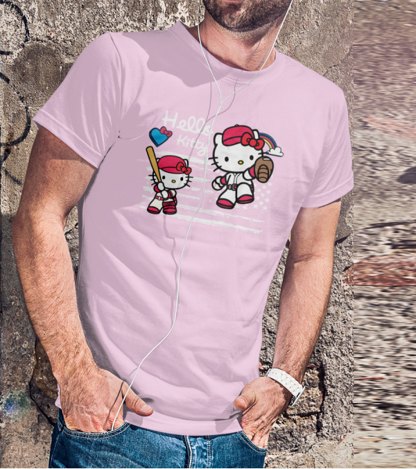 Hello Kitty Baseball American Flag Theme For Fans T-Shirt