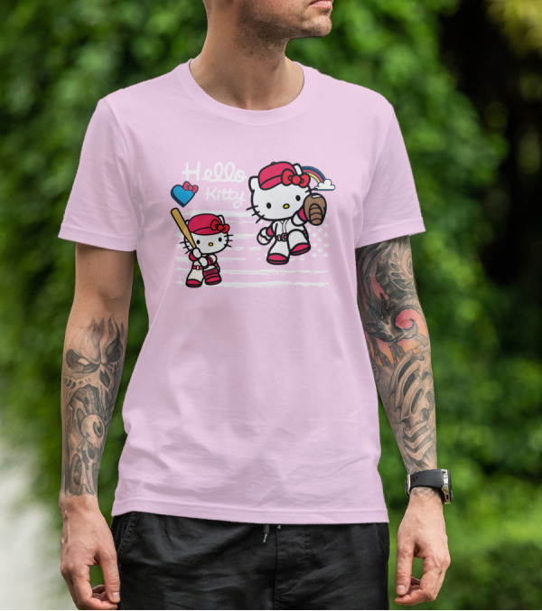 Hello Kitty Baseball American Flag Theme For Fans T-Shirt