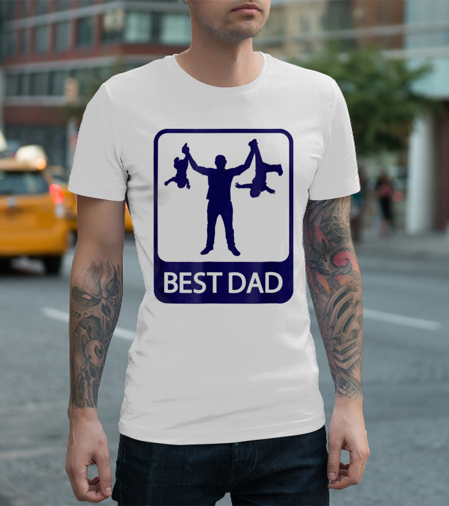Best Dad Silhouette Holding Kids Playfully T-Shirt