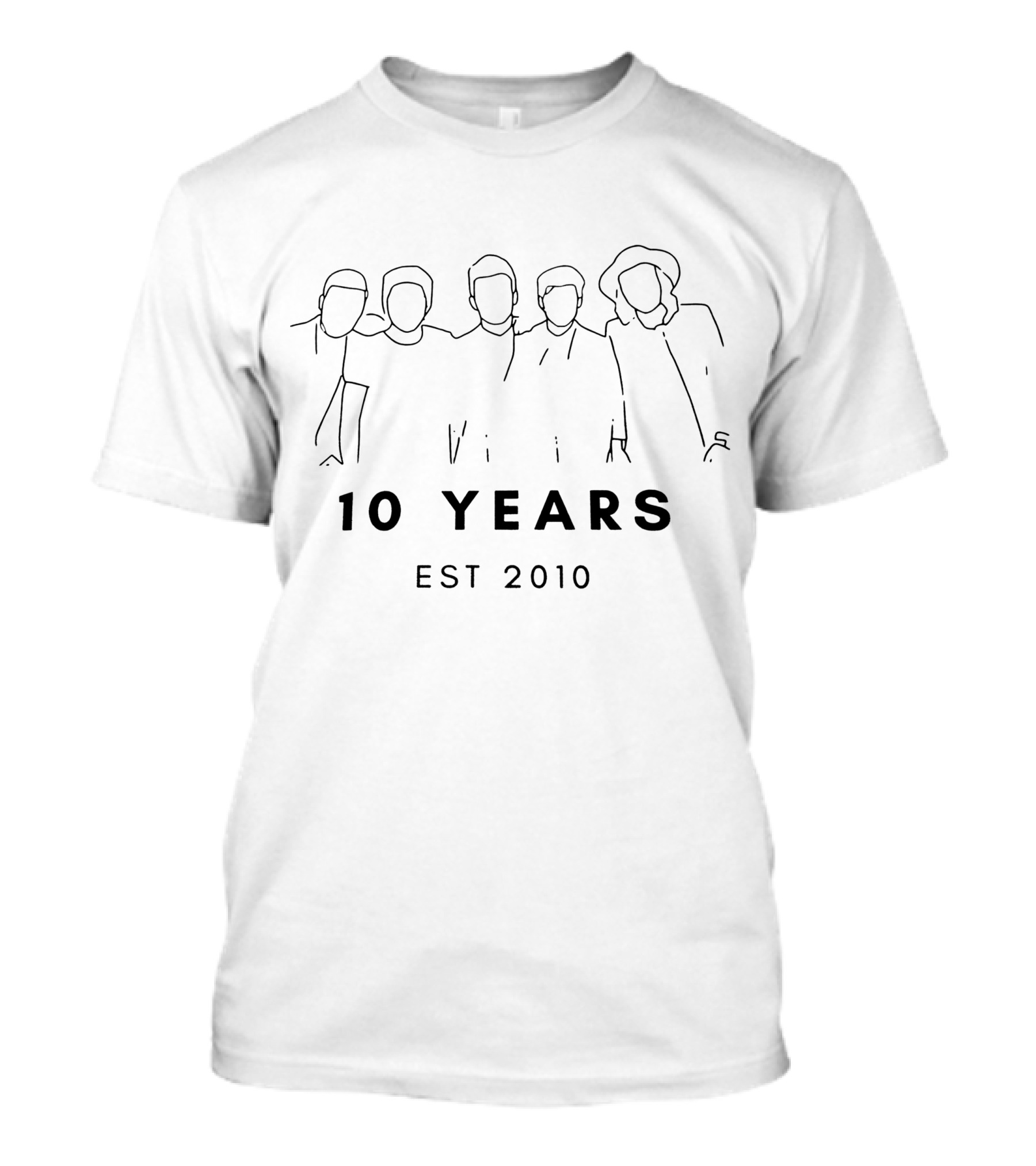10 Years One Direction Est 2010 Anniversary Outline T-Shirt