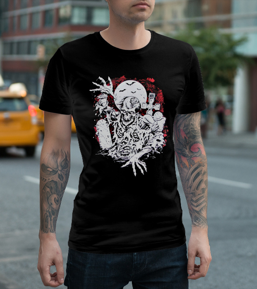 Summer Goth Zombie Undead Walking Corpse Horror Grave Moon T-Shirt