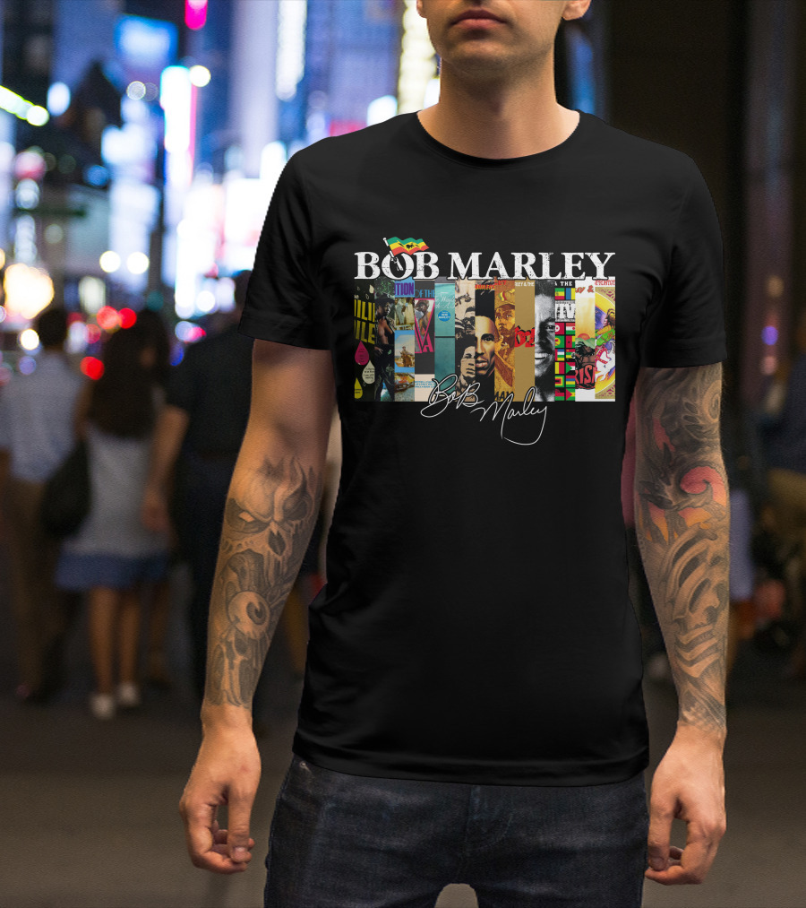 Bob Marley Album Covers Collage Signature T-Shirt