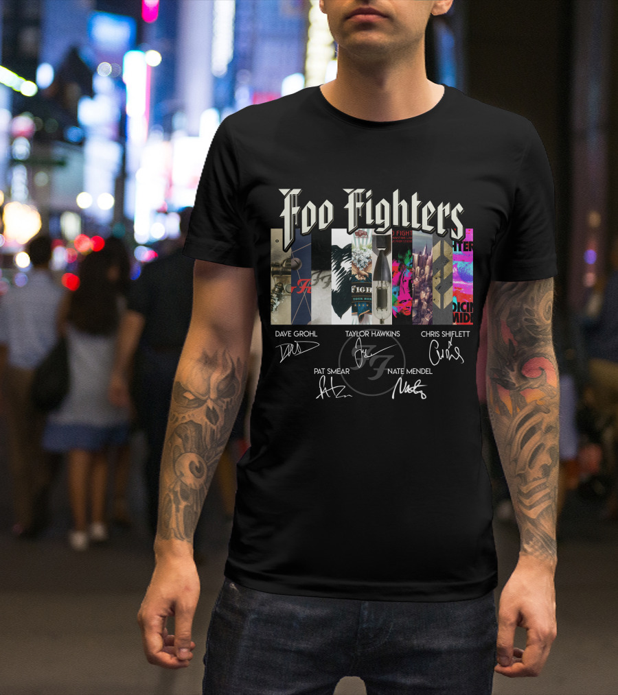 Foo Fighters Dave Grohl Taylor Hawkins Chris Shiflett Pat Smear Nate Mendel Album Covers T-Shirt