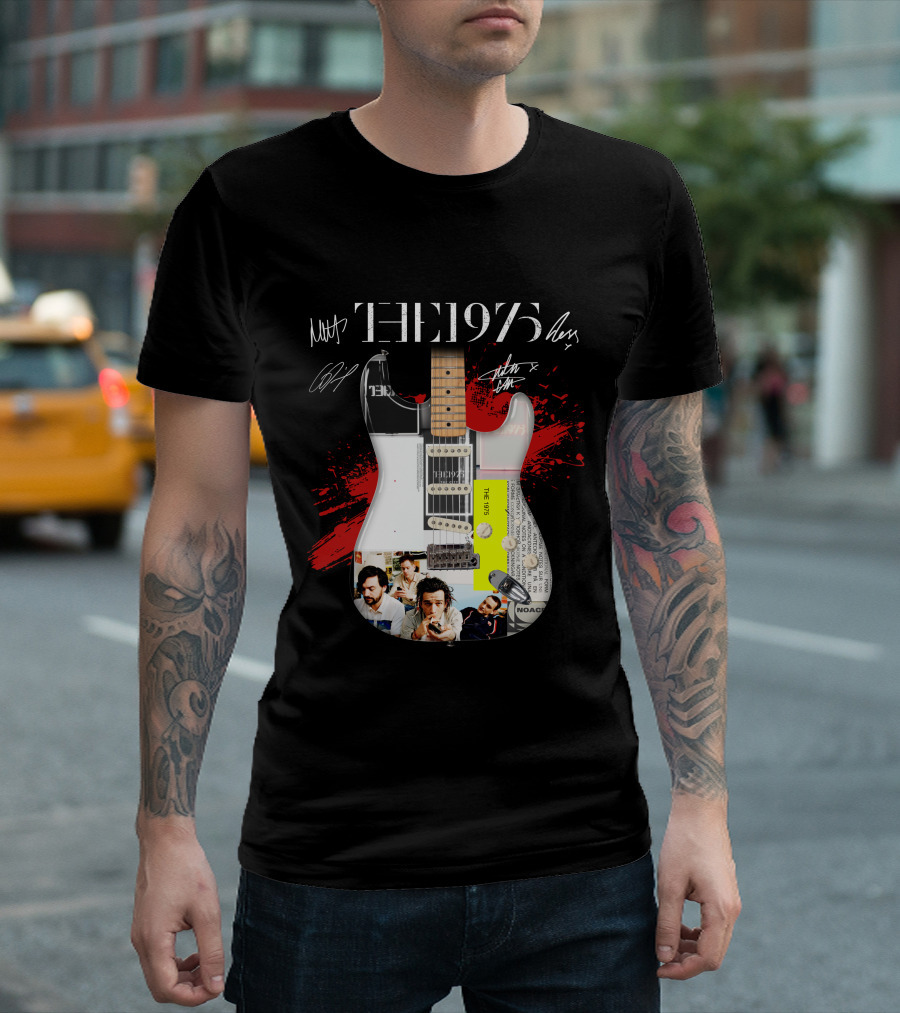 The 1975 Signed Guitar Collage Album T-Shirt