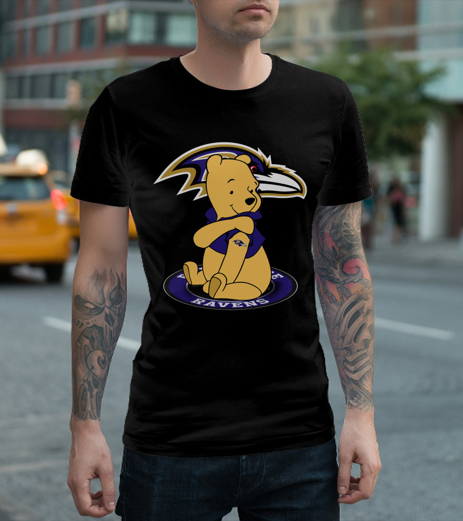 Winnie Pooh Baltimore Ravens Crossover T-Shirt