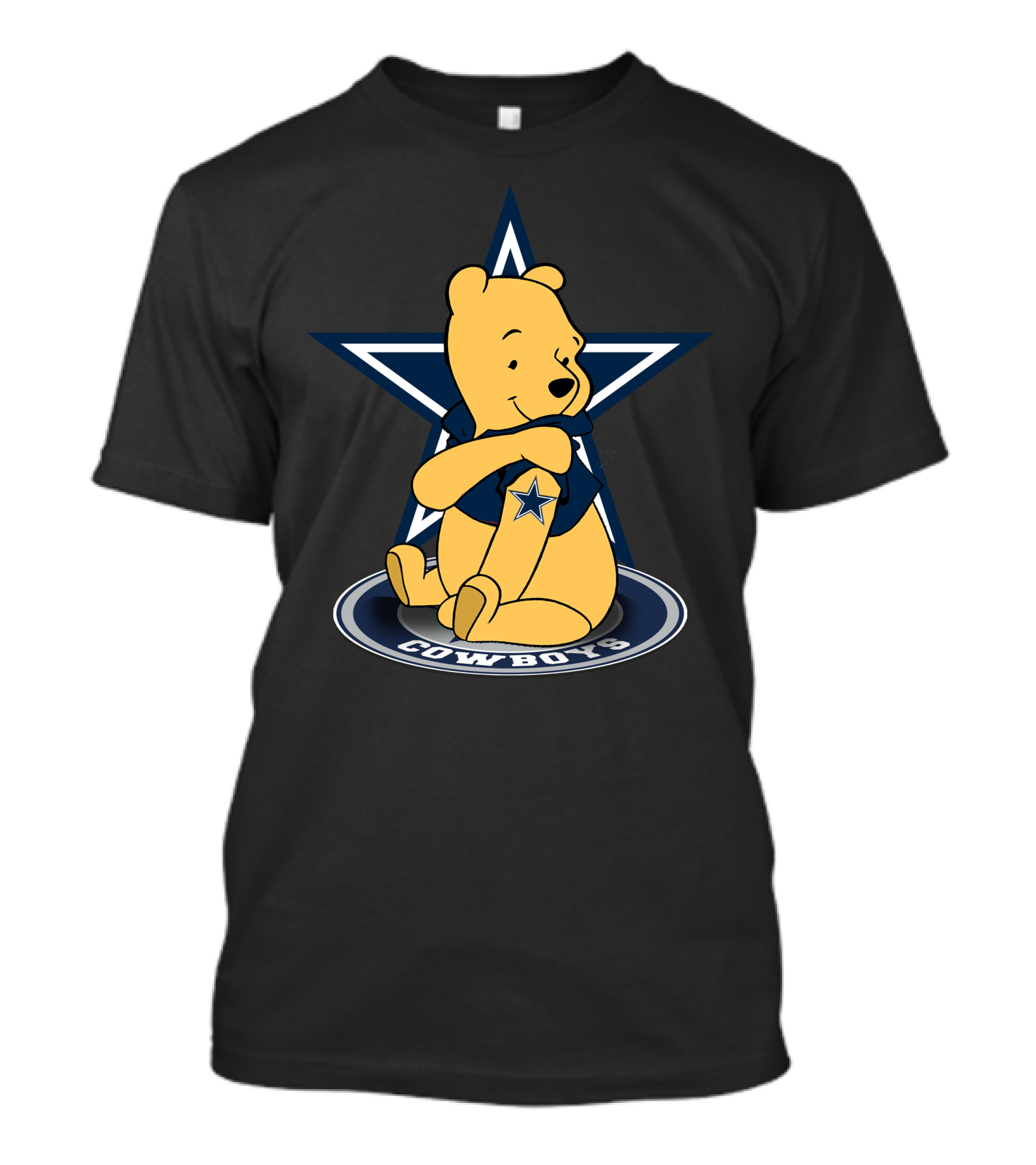 Pooh Sitting On Dallas Cowboys Star T-Shirt