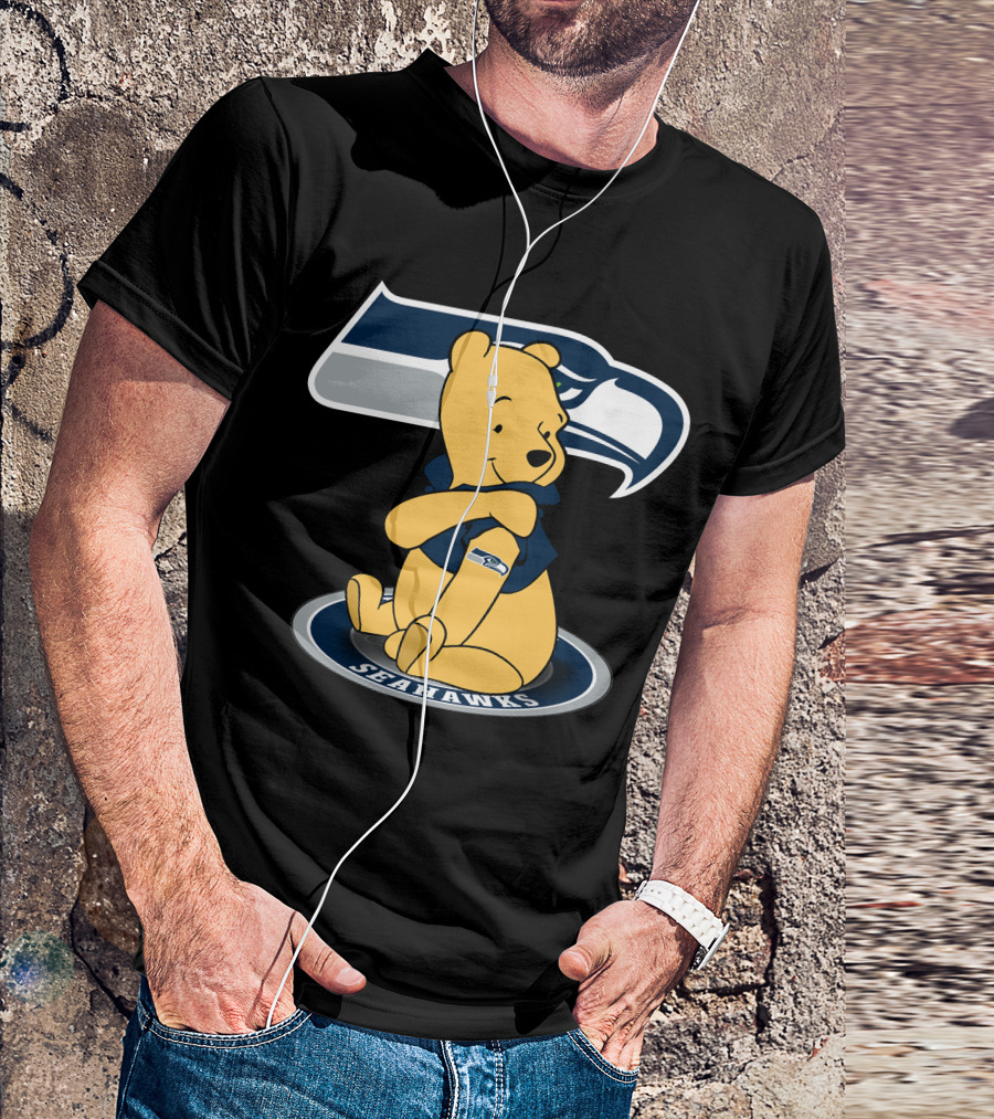 Pooh Bear With Seattle Seahawks NFL T-Shirt