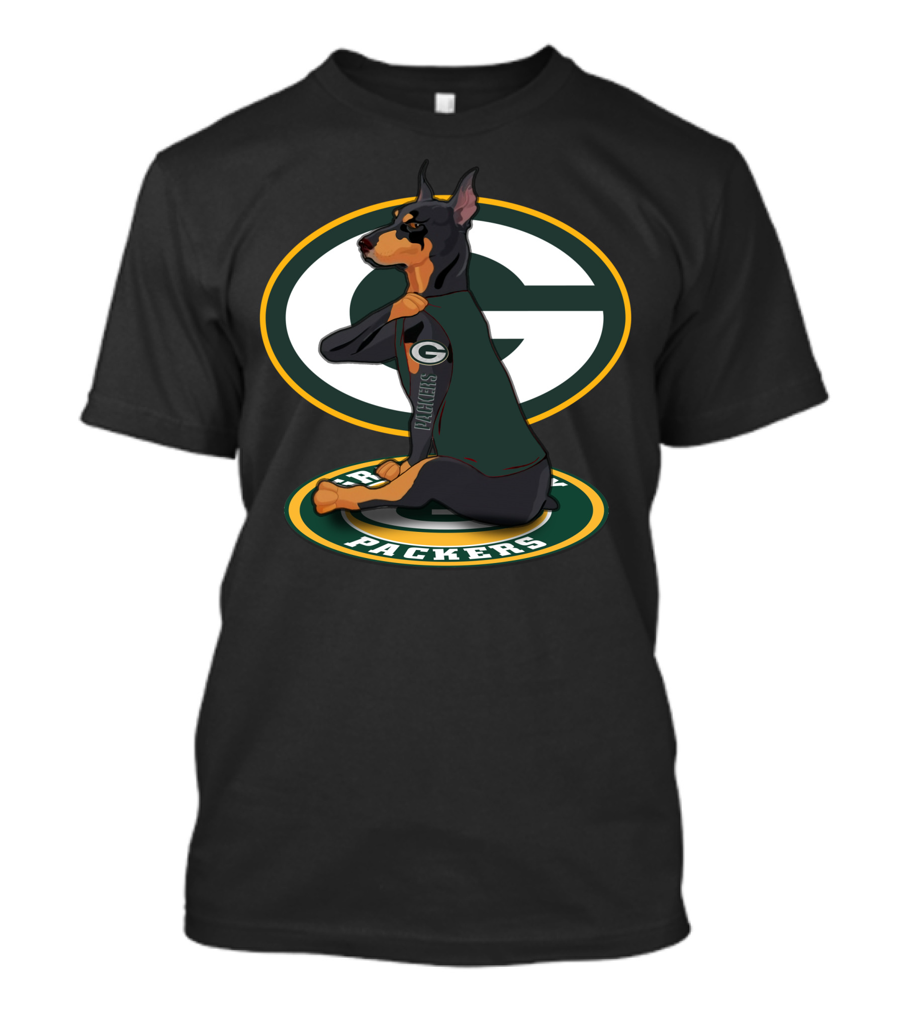 Dobermann Packers Dog Green Bay T-Shirt