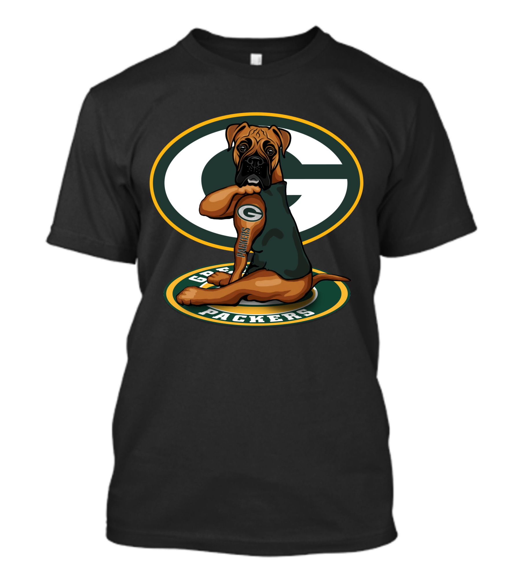 Boxer Packers Green Bay Logo Dog T-Shirt