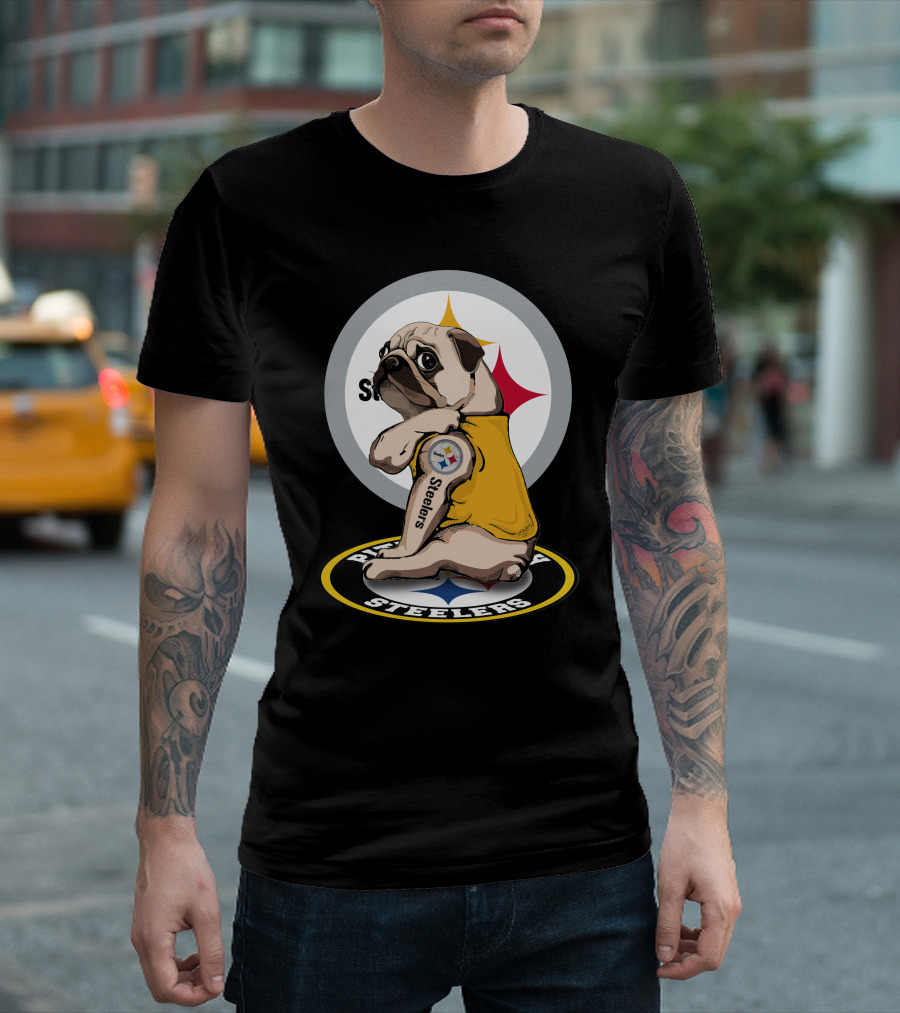 Steelers Pug Fan Football T-Shirt