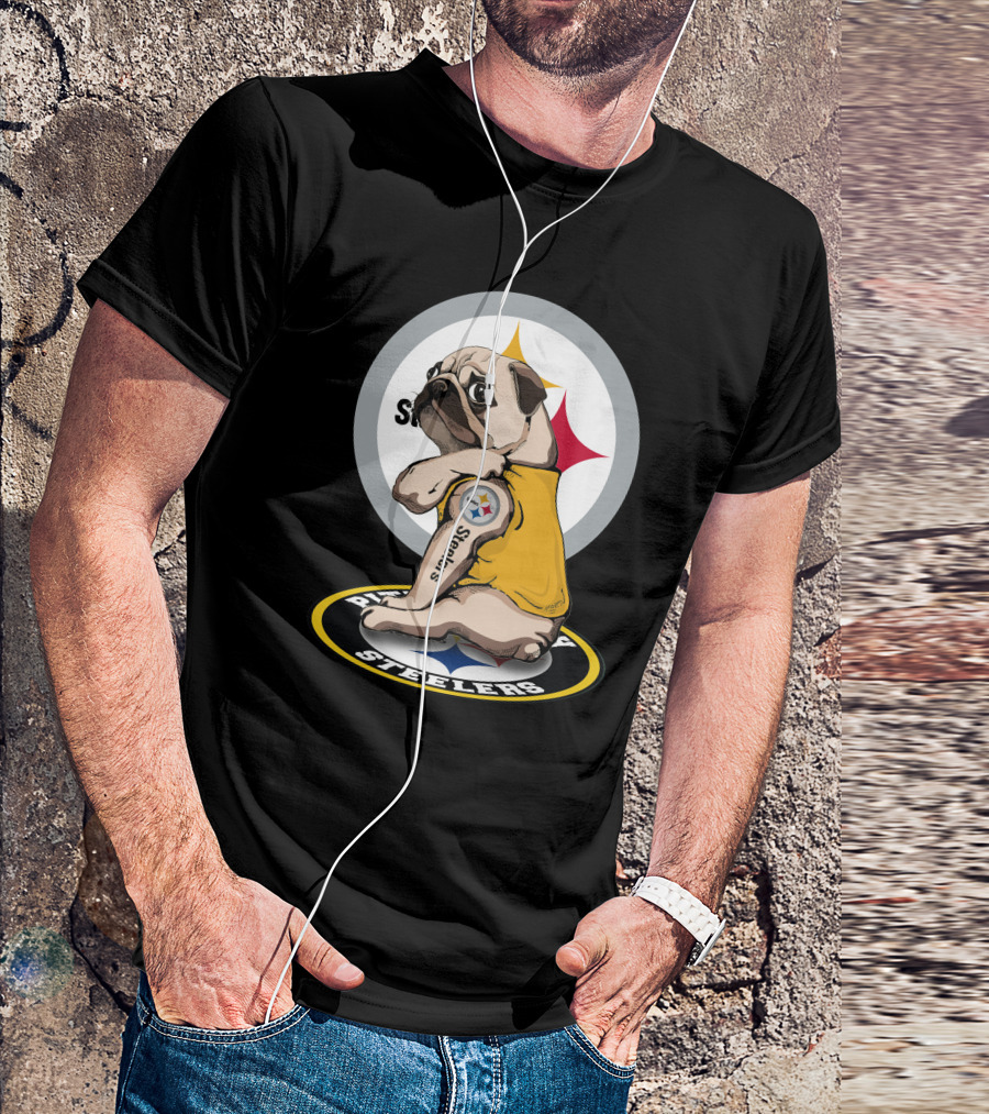 Steelers Pug Fan Football T-Shirt