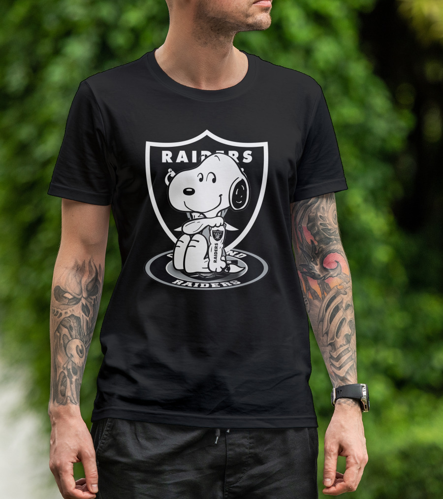 Snoopy Raiders Oakland Raiders Football NFL Peanuts Crossover T-Shirt
