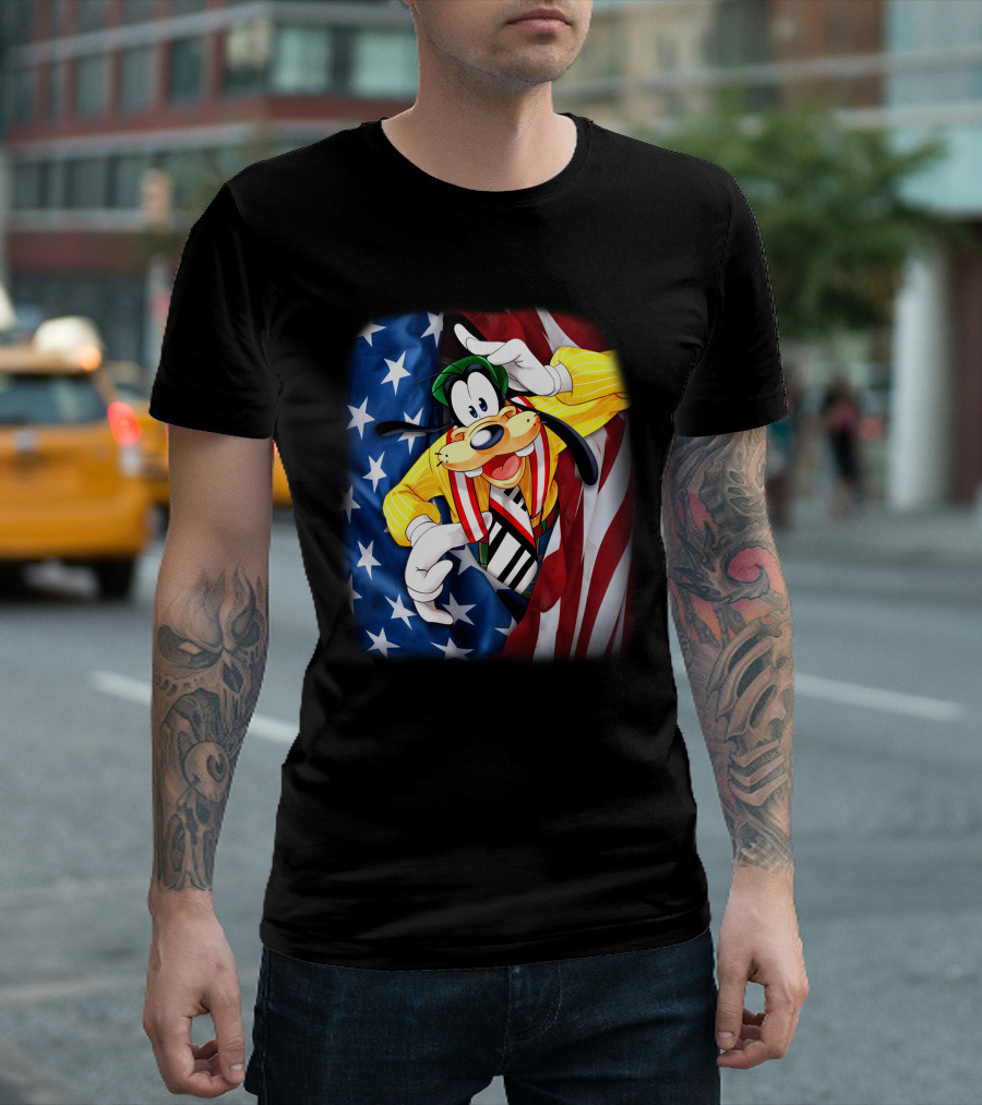 Goofy Popping Patriotic American Flag 4th of July T-Shirt