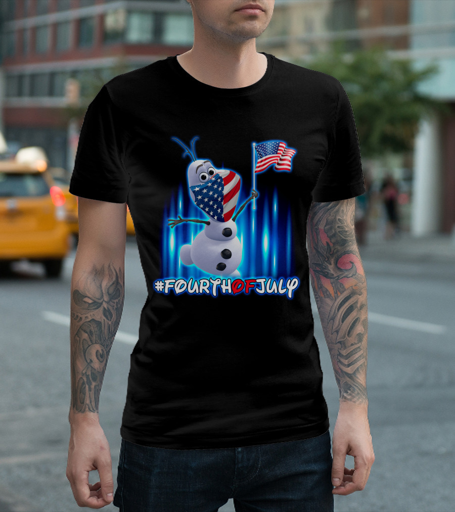 FourthofJuly Olaf Holding American Flag T-Shirt