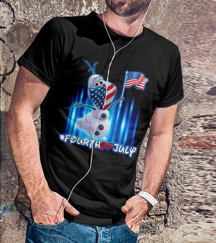 FourthofJuly Olaf Holding American Flag T-Shirt