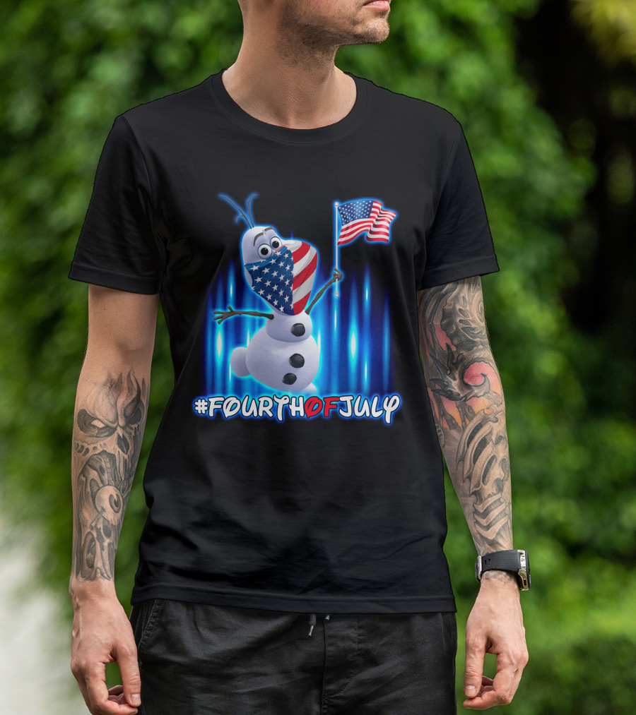 FourthofJuly Olaf Holding American Flag T-Shirt