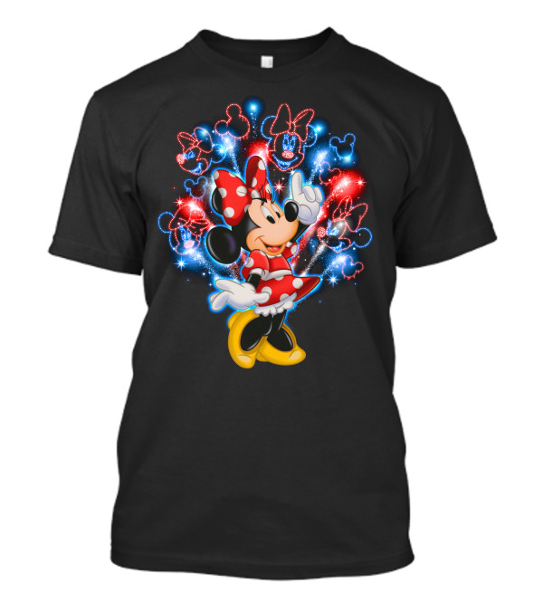 Minnie Mouse Red And Blue Firework T-Shirt