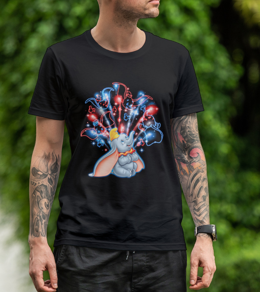 Dumbo Spectacular Fireworks Celebration With Colorful Stars And Figures T-Shirt
