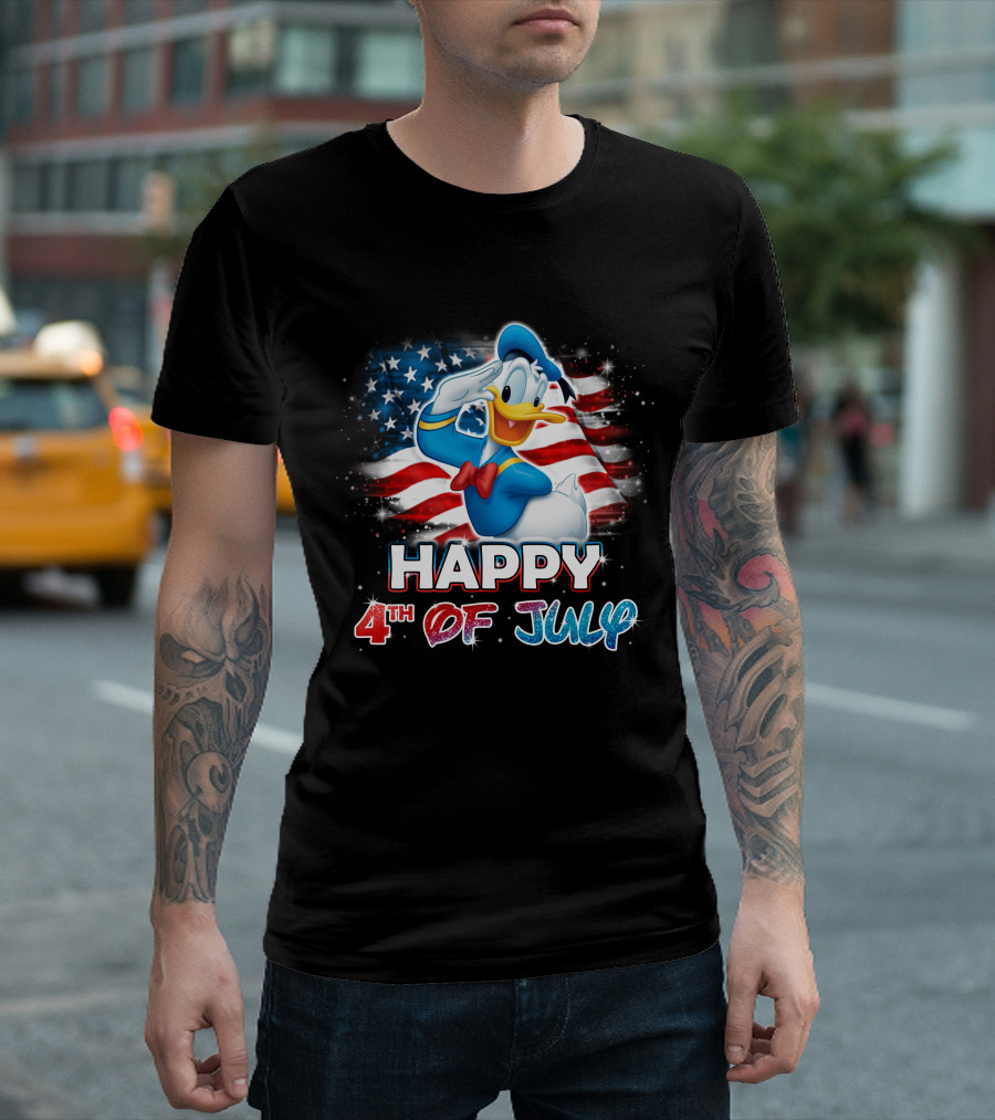 Happy 4th of July Donald Duck American Flag T-Shirt