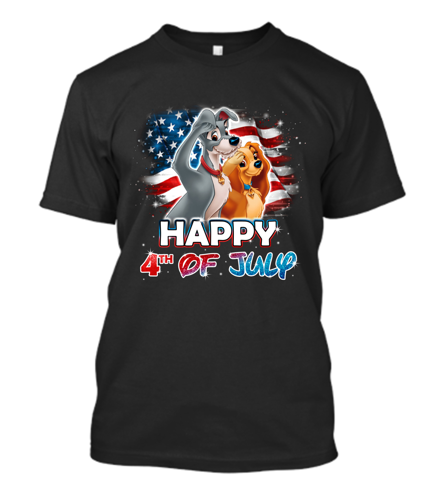Happy 4th Of July Lady And The Tramp U.S. Flag T-Shirt